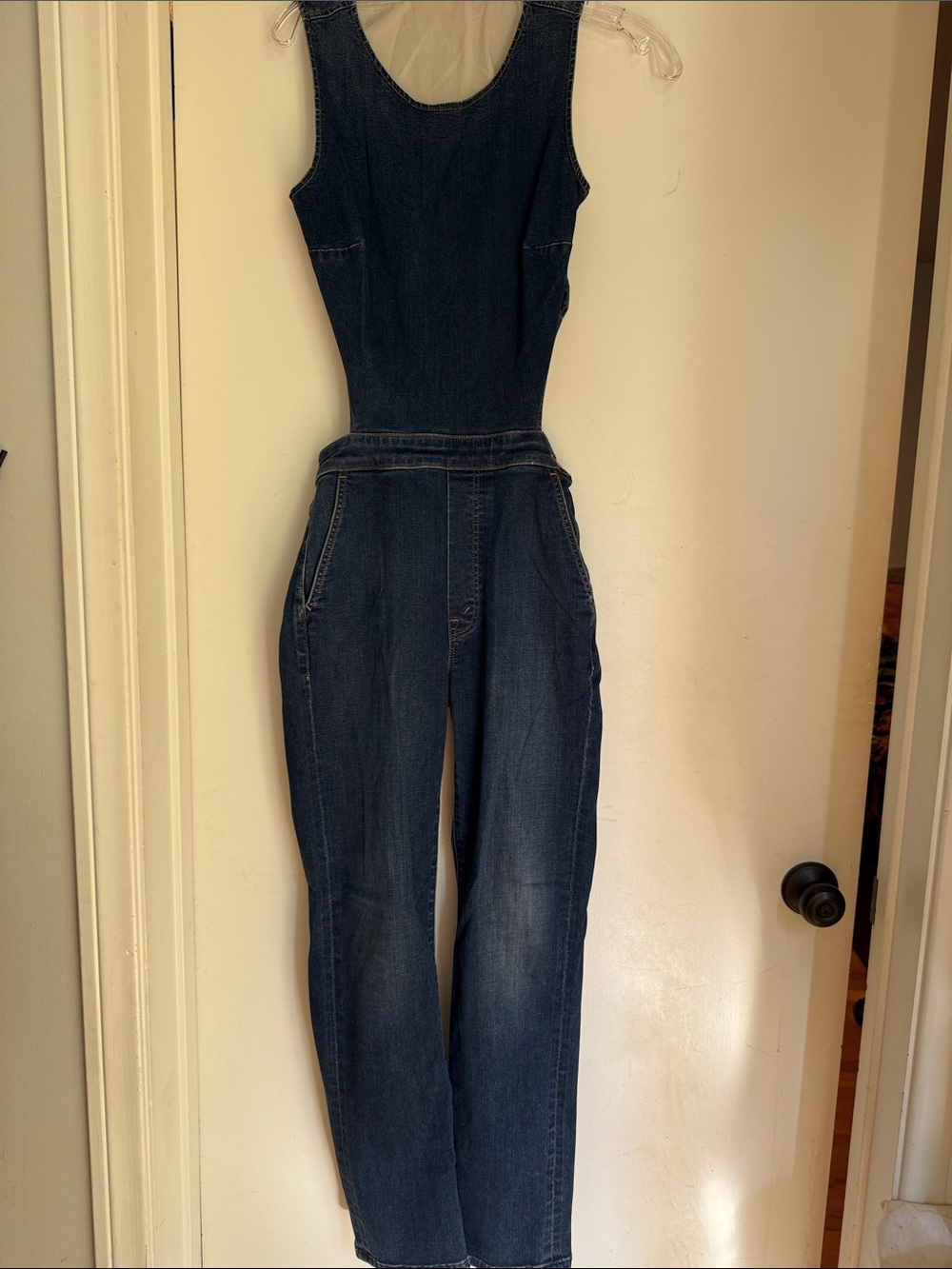 MOTHER Navy Denim Jumpsuit